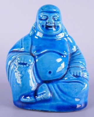 Fine Old Chinese Signed Inscribed Turquoise Glaze Figurine Buddha Porcelain 2