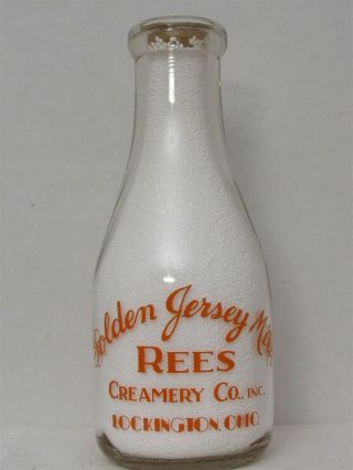 Rpq Milk Bottle Rees Creamery Co Dairy Lockington Oh Shelby County Golden Jersey