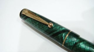 Rare Pen Swan Sm205/84,  Green,  Snake Skin,  Firm 14k Ef Nib,  England