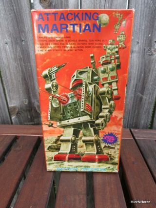 Vintage,  Box Only: Battery Operated Attacking Martian Robot Vg Vintage