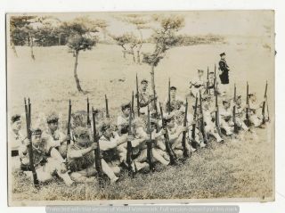 Wwii Japanese Photo: Navy Sailors,  Camo Caps,  Rifles