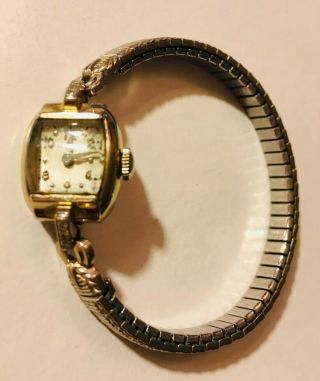 Vintage Lady Hamilton 14 K White Gold And Diamond Watch