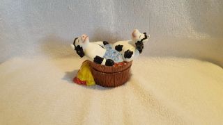 Vintage Cows in Hot Tub Salt and Pepper Shakers Clay Art 3