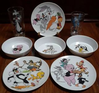 Vintage Merrie Melodies / Looney Tunes Plates,  Bowls & Glasses - Warner Bros.
