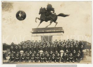 Wwii Japanese Photo: Navy Marine Soldiers At Samurai Monument