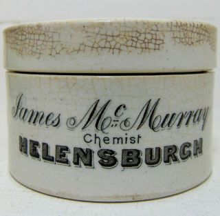 James Mc Murray Chemist Of Helensburgh Printed Pot With Lid C1900 
