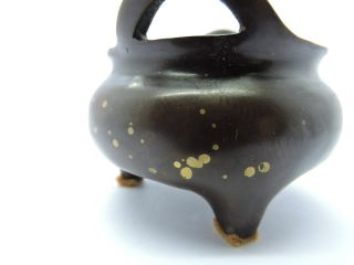 19C Chinese gold splash Bronze Incense Censer Burner Xuande Marks 2