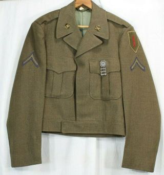 World War Ii Sz 38 U.  S Army Ike Jacket Field Wool Od 1st Division Big Red One