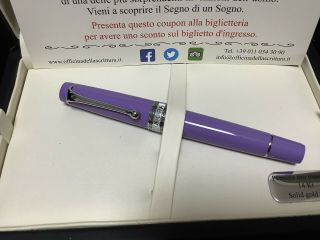 Aurora Optima Fountain Pen - Violet Limited Edition - 14kt Gold Flex Nib 997 - Vi