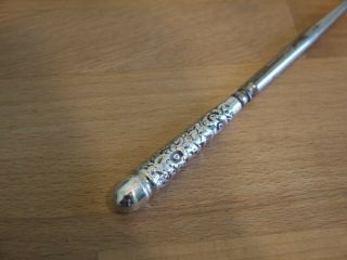 Early Victorian Antique Hallmarked 1888 Sterling Silver Handled Button Hook
