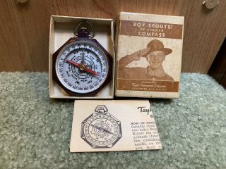 1955 Boy Scouts Of America Compass Taylor Instruments Bakelite Box Mib