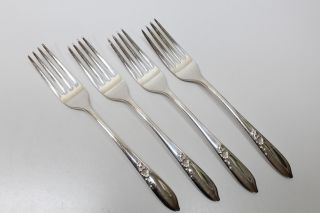 4 Vintage Gorham Aloha Pattern Silverplate Flatware Dinner Forks