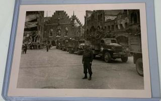 WWII Photo Captioned German POWs Prisoners War US Soldiers,  Trucks 2
