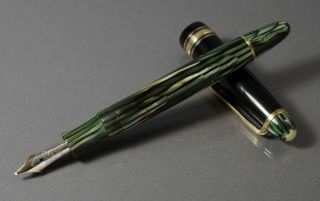 Vintage Montblanc Masterpiece 144 - Green Striated Piston Filler - Black Cap