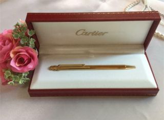 Cartier Must De Cartier Ballpoint Pen Gold,  W/box No Scratches