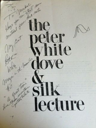 Peter White Dove & Silk Lecture Autographed By Peter & Cynthia
