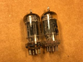 Matched Pair Vintage 1950s Rca 12ax7 Long Black Plate Tubes Test Strong E