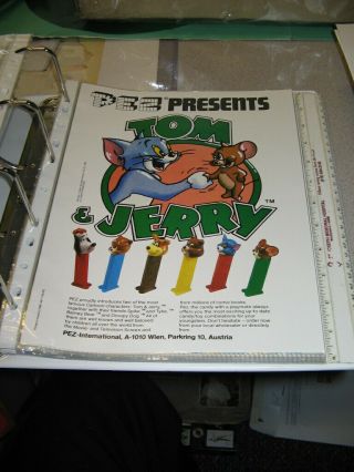 Pez Ad Sheet 1981 Mgm Cartoon Tom & Jerry,  Droopy Dog Barney Bear Prototypes