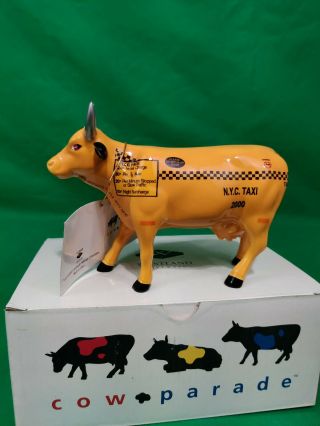 Cow On Parade Figurine Taxi Cow 9160 - Retired And Very Rare 2000 Westland