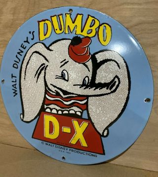 Dumbo D - X Motor Fuel Enamel Porcelain Pump Gasoline Oil Sign