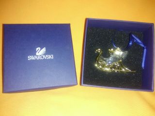 SWAROVSKI Crystal Sleigh Christmas Ornament Gold Retired? 2