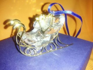 SWAROVSKI Crystal Sleigh Christmas Ornament Gold Retired? 3