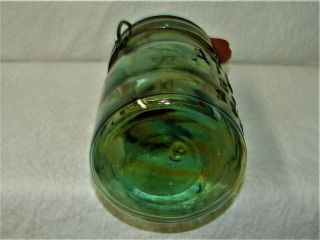 Vintage Canning Jar Olive Green W/ Brown Swirl Atlas E - Z Seal Pint.