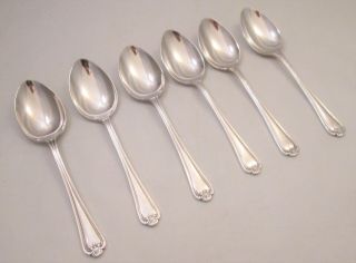Fine Vintage Set Of 6 Silver Plated Dessert Spoons - Jesmond Pattern