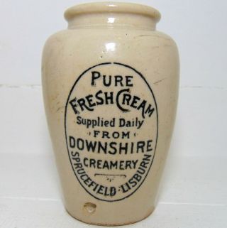 Pure Fresh Cream Pot From The Downshire Creamery Of Sprucefield Lisburn C1900 