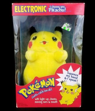 Vintage I Choose You Pikachu Pokemon Nintendo Electronic Plush Figure Nib