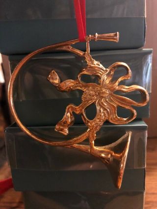 Vintage Lenox Kirk Stieff Mt Vernon Gold Horn Pewter Christmas Ornament