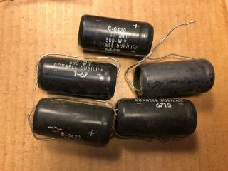 5 Nos Vintage Cornell - Dubilier Paper Capacitors 16 Uf 500v Axial Tube Amp Caps