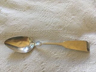 Antique Troy Ny 6.  5 Inch Coin Silver Teaspoon Hr & Hcc Mono " M.  A.  Huling "