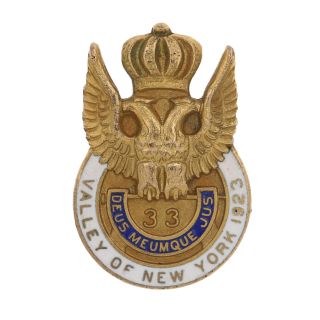 33rd Degree Scottish Rite Lapel Pin - Gold Toned Enamel Masonic