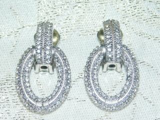 Ladies Vintage Christian Dior Silver Tone Rhinestone Clip Earrings