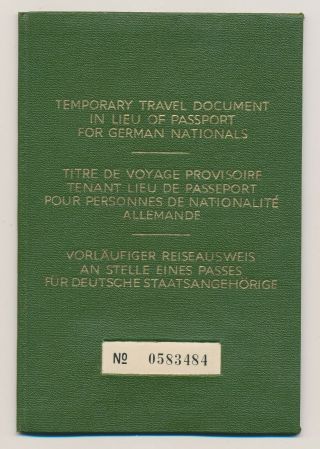 1950 German Temporary Travel Document Allied High Commission Passport Reisepass