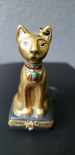 Limoges Trinket Box Egyptian " Bastest " Cat.  Hard To Find 2/40 And Signed