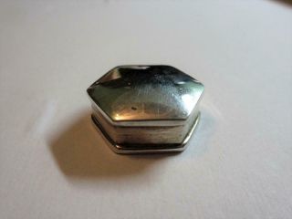 Vintage Solid Silver Hexagonal Shaped Trinket,  Pill Box - 7.  6g