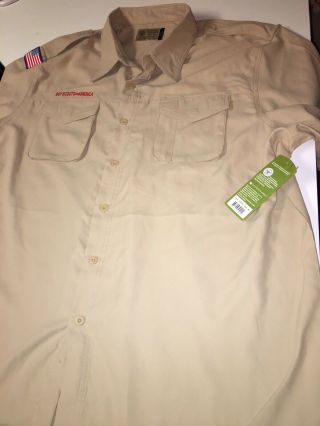 Adult Boy Scout Bsa Uniform Shirt W Tags Mens Xl Xlarge Vented Summer Tan