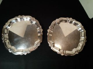 Matched Vintage Silver Plated Square Trays Platters By William Rogers