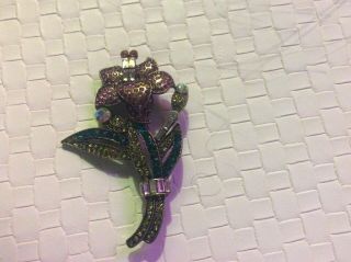 Vintage Mfa Museum Of Fine Arts Purple Enamel Flower Pin Brooch