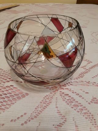 Partylite Mosaic Stained Glass Candle Holder 4 " X5 "