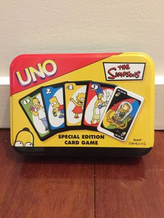 2002 Rare The Simpsons Uno Card Game Special Edition Tin 100 Complete|au Seller