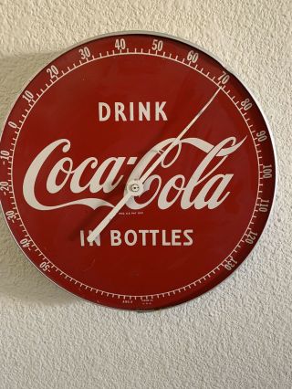 Vintage Round Thermometer Advertising Drink Coca Cola In Bottles Button No Glass