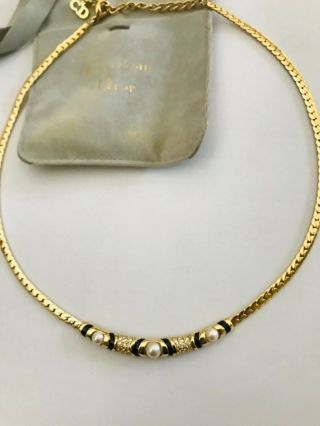 Vintage 60s Christian Dior Necklace Choker Golden Tone Costume Jewellery 11/10A 2