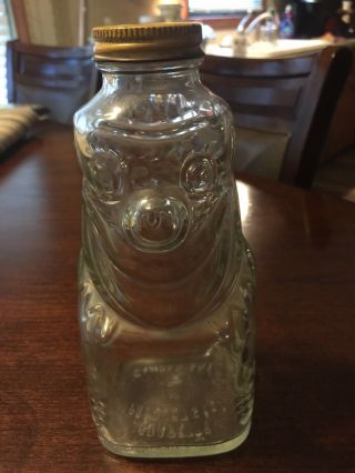 VINTAGE GRAPETTE SYRUP SODA CLOWN And ELEPHANT GLASS BOTTLE BANKS WITH CAPS 2