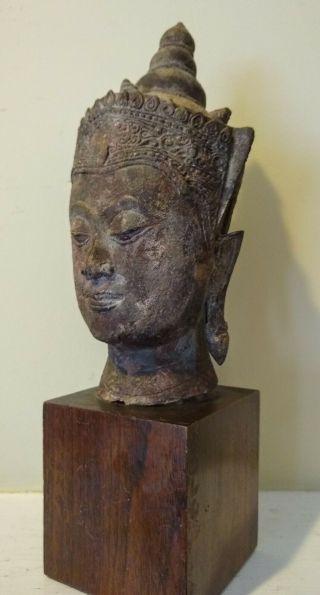 Large Khmer Style Bronze Bust - Cambodia - 19th Century Or Earlier