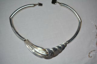 Vintage DND Signed Sterling Silver 925 Modernist Collar Necklace 59.  7 Grams 3