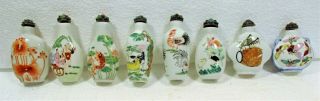 8 Different Chinese Porcelain Snuff Bottles Hand Painted Varied Group