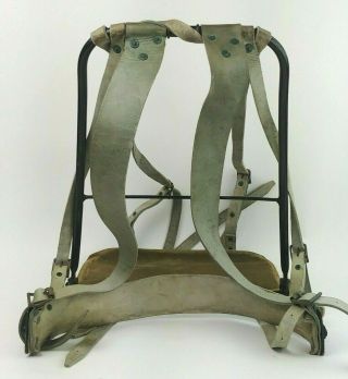 Vintage Military Backpack Frame With Bottom Board Leather Straps Camping Hiking